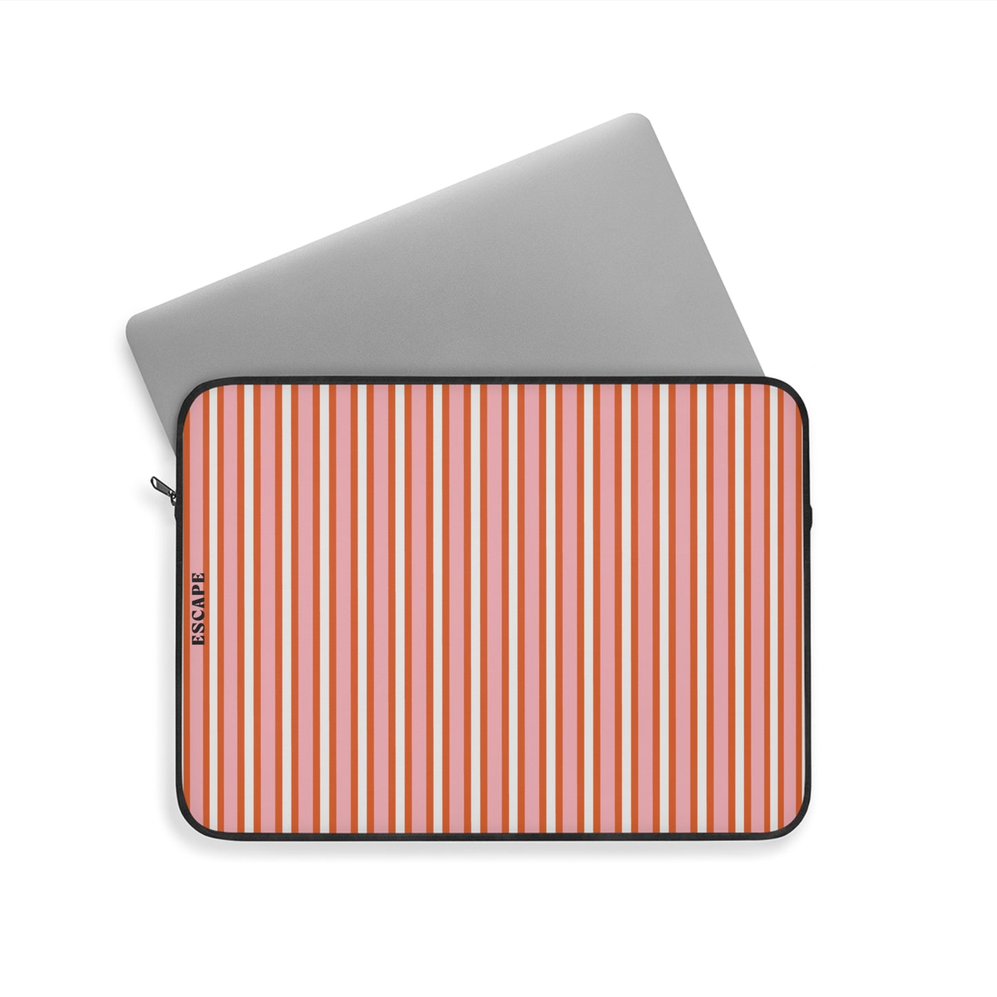 Coral Stripe Laptop Sleeve — Retro Vertical Stripe Protective Case