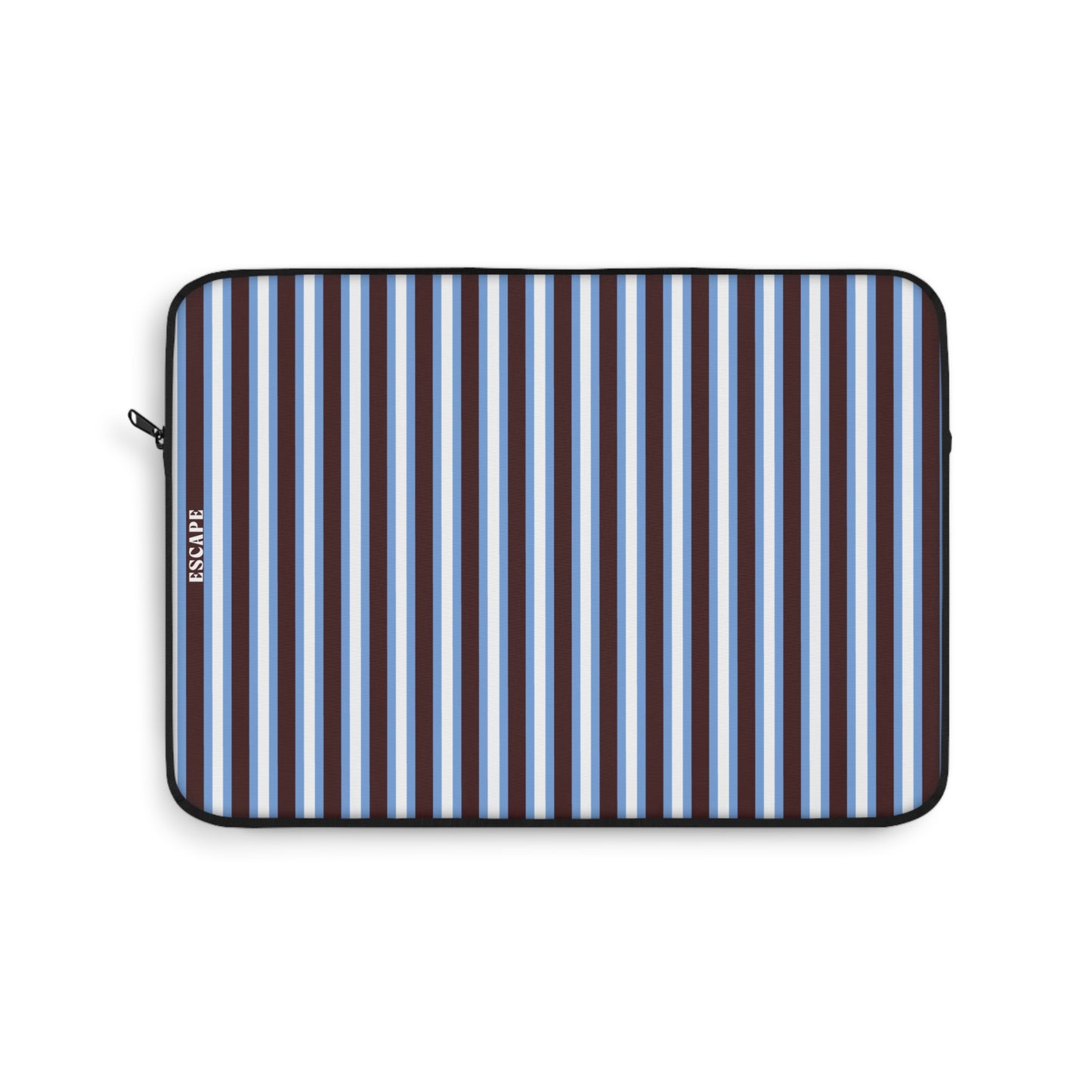 Blue & White Vertical Stripe Laptop Sleeve — Classic Nautical Stripe Protective Case