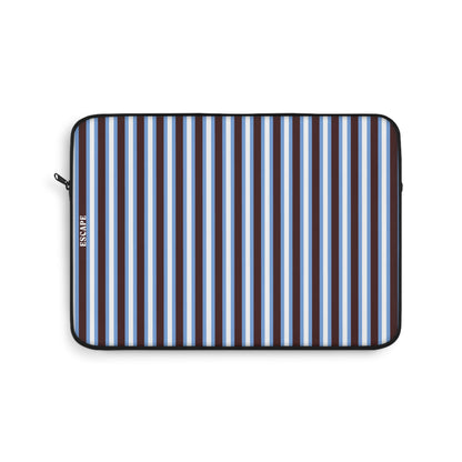 Blue & White Vertical Stripe Laptop Sleeve — Classic Nautical Stripe Protective Case