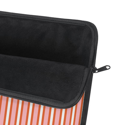 Coral Stripe Laptop Sleeve — Retro Vertical Stripe Protective Case