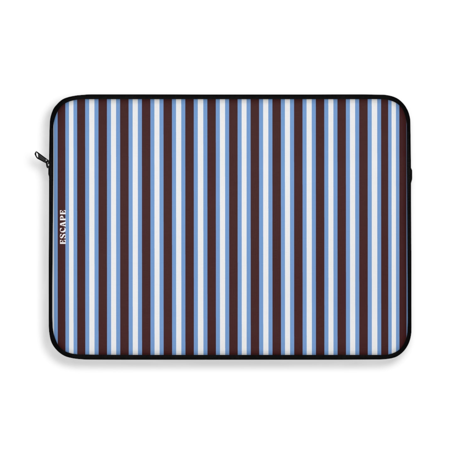 Blue & White Vertical Stripe Laptop Sleeve — Classic Nautical Stripe Protective Case