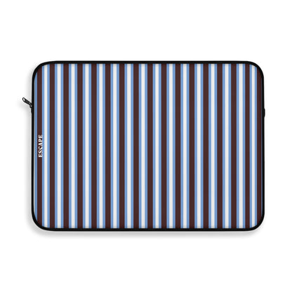 Blue & White Vertical Stripe Laptop Sleeve — Classic Nautical Stripe Protective Case