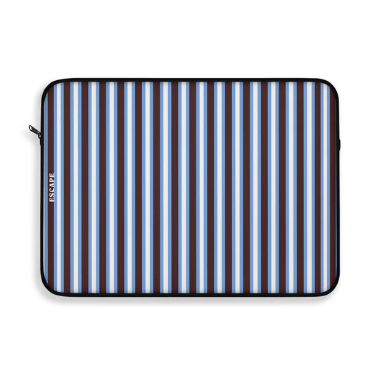 Blue & White Vertical Stripe Laptop Sleeve — Classic Nautical Stripe Protective Case