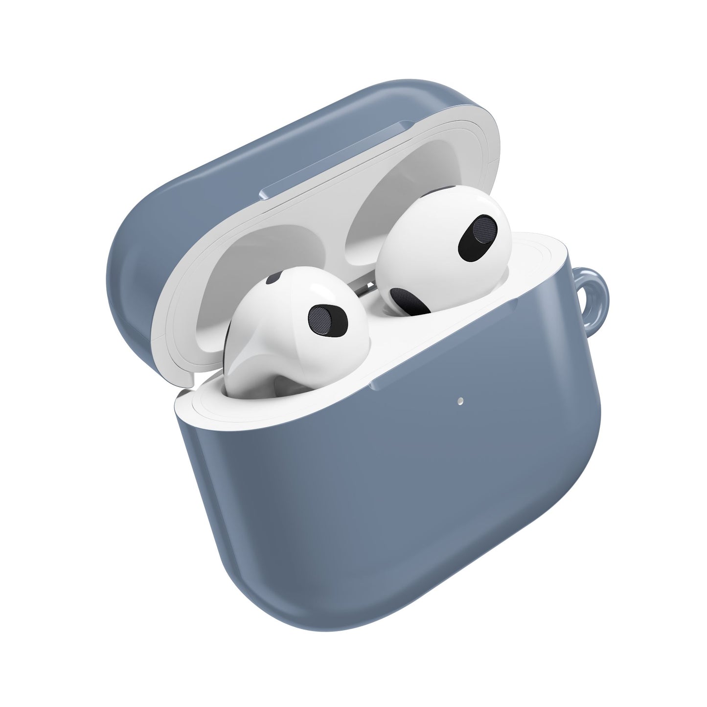 Matte Slate Blue AirPod Case – Protective Silicone Charging Case with Keyring Loop