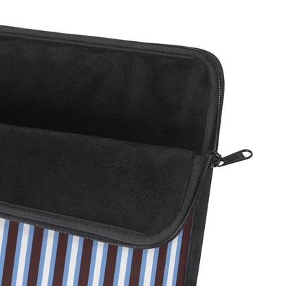 Blue & White Vertical Stripe Laptop Sleeve — Classic Nautical Stripe Protective Case