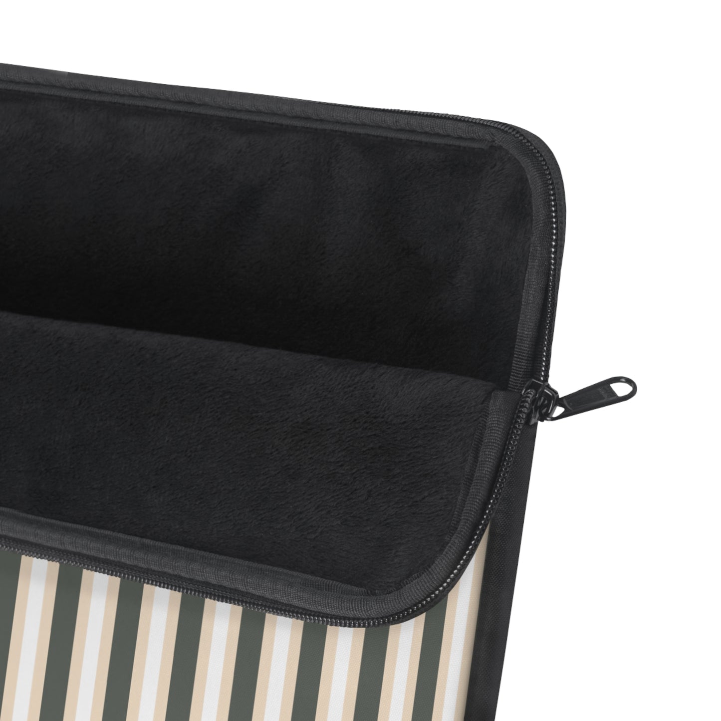 Striped Neutral Laptop Sleeve — Beige & Black Vertical Stripe Protective Case
