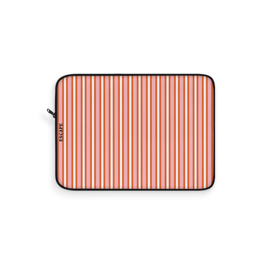 Coral Stripe Laptop Sleeve — Retro Vertical Stripe Protective Case