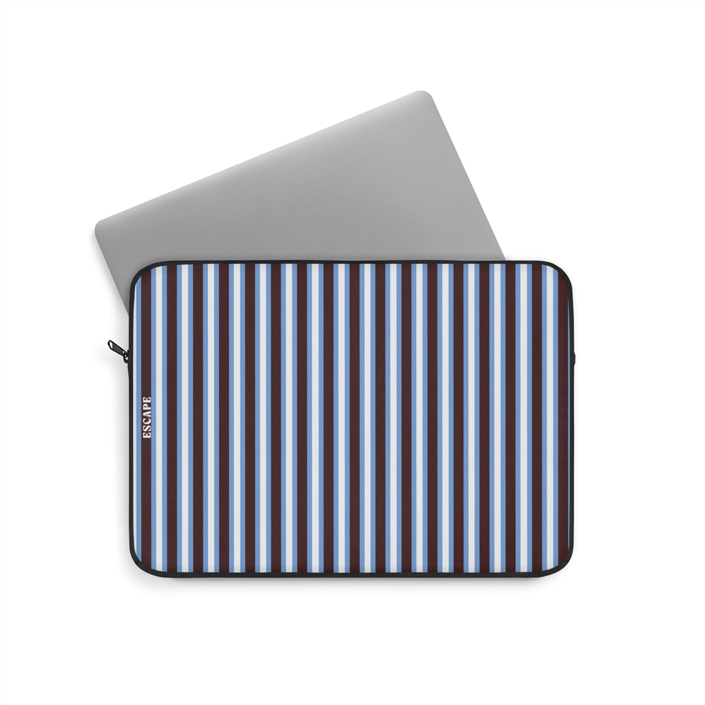 Blue & White Vertical Stripe Laptop Sleeve — Classic Nautical Stripe Protective Case