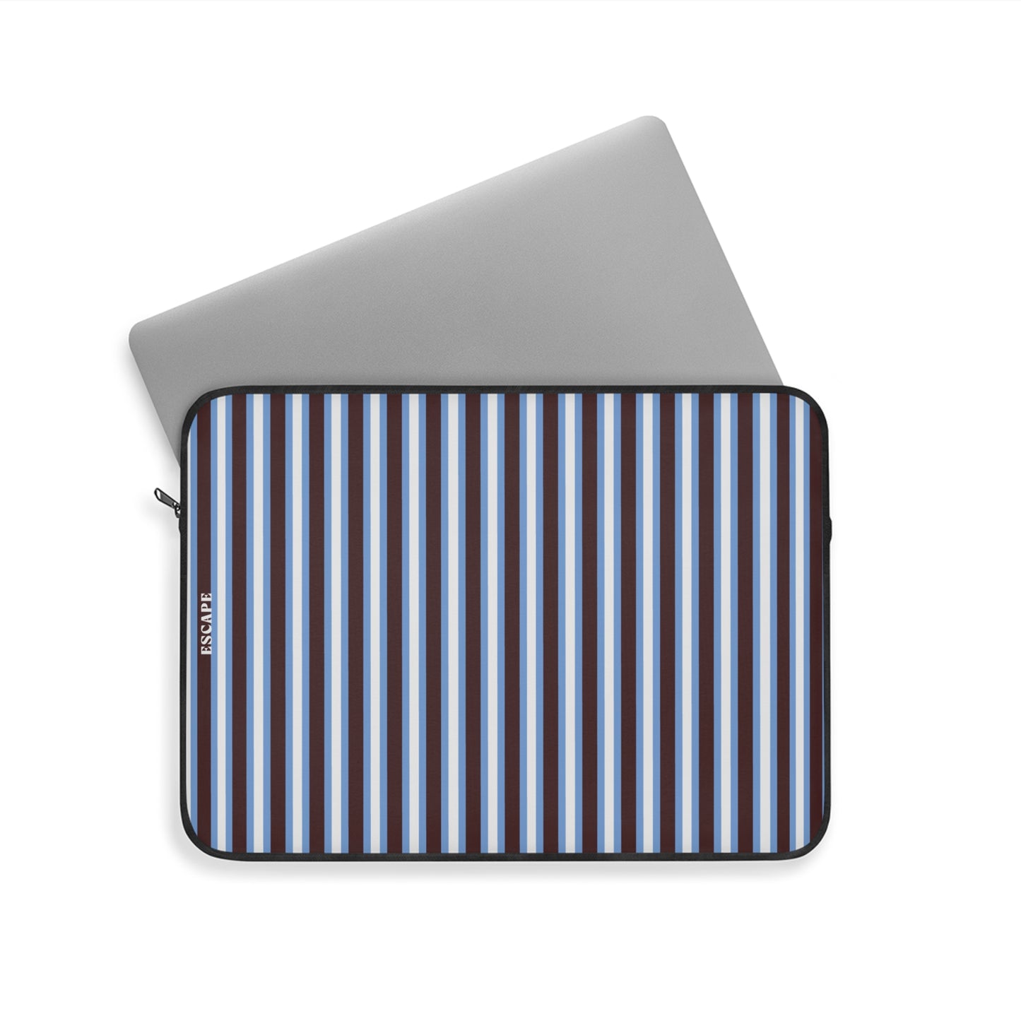 Blue & White Vertical Stripe Laptop Sleeve — Classic Nautical Stripe Protective Case