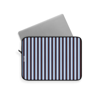 Blue & White Vertical Stripe Laptop Sleeve — Classic Nautical Stripe Protective Case