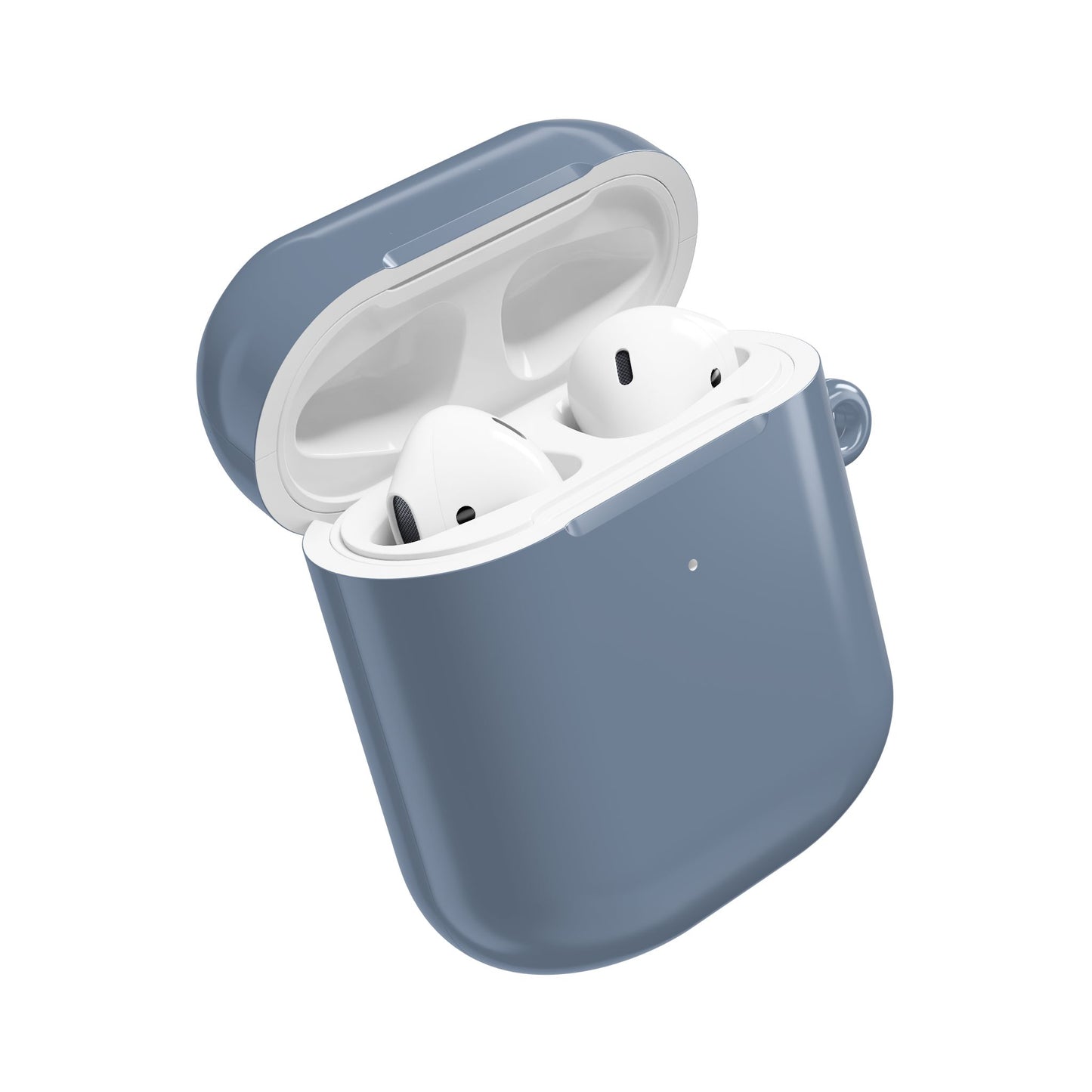 Matte Slate Blue AirPod Case – Protective Silicone Charging Case with Keyring Loop